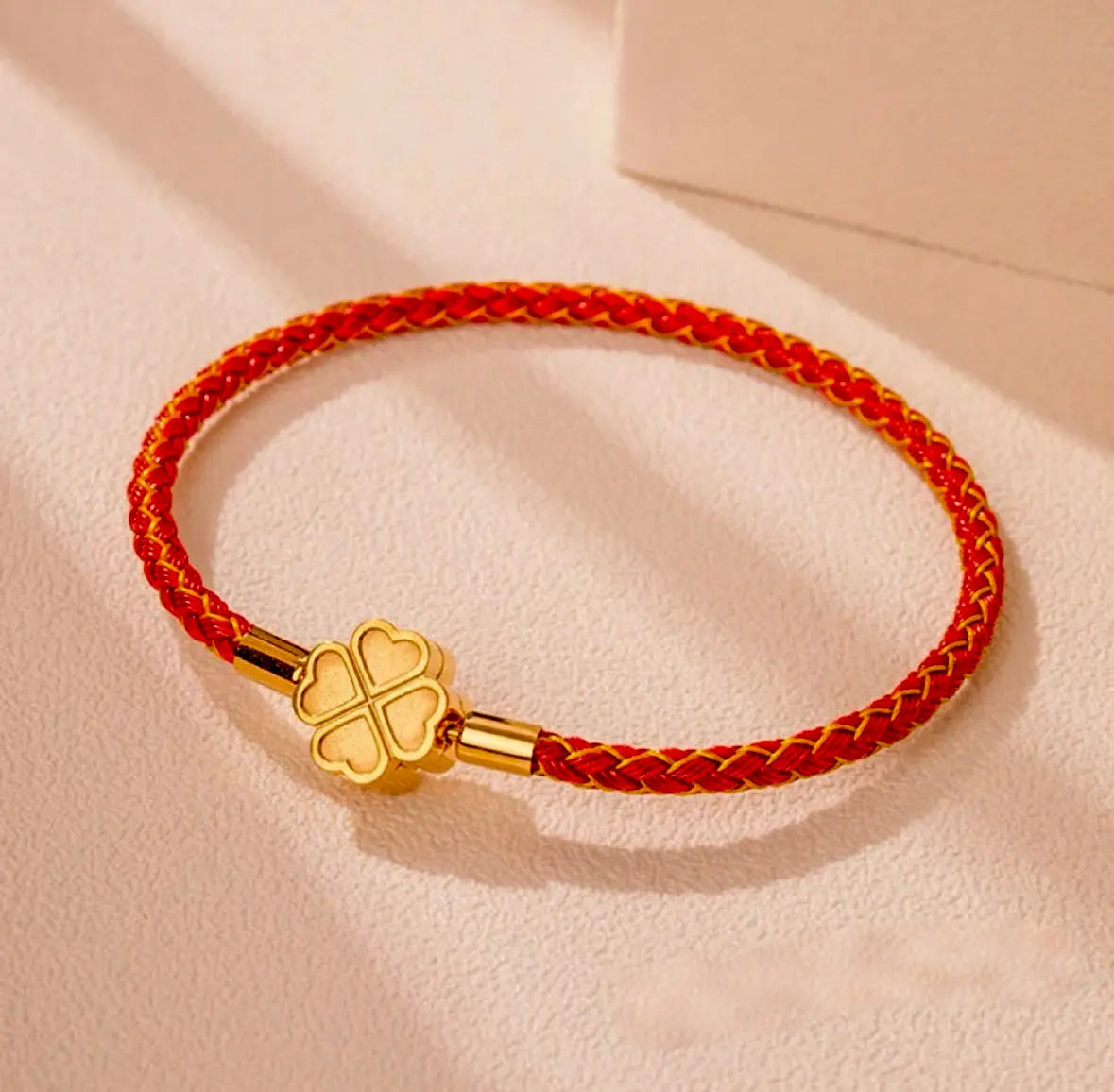 Kleeblatt-Glücksarmband - Flechtband