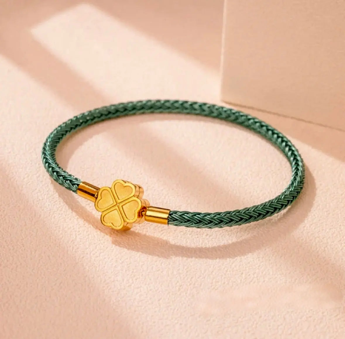 Kleeblatt-Glücksarmband - Flechtband