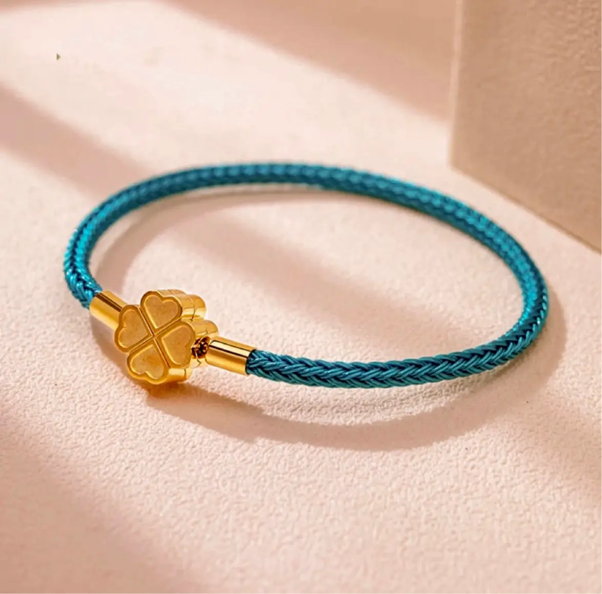 Kleeblatt-Glücksarmband - Flechtband