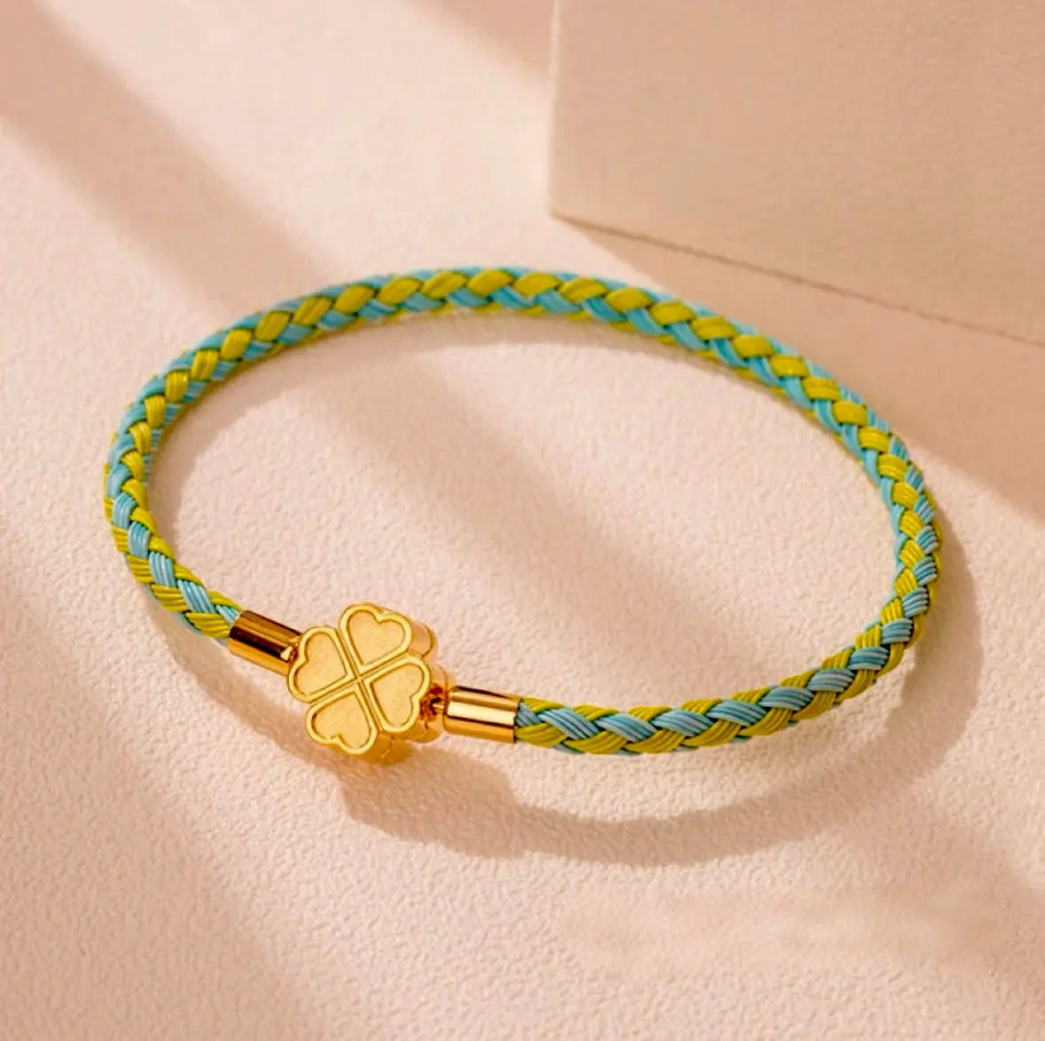 Kleeblatt-Glücksarmband - Flechtband