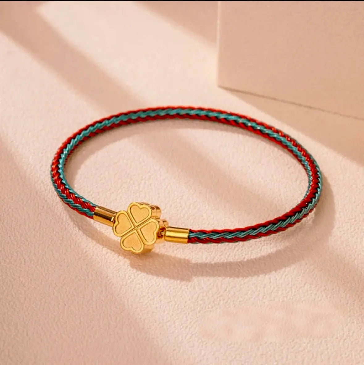 Kleeblatt-Glücksarmband - Flechtband