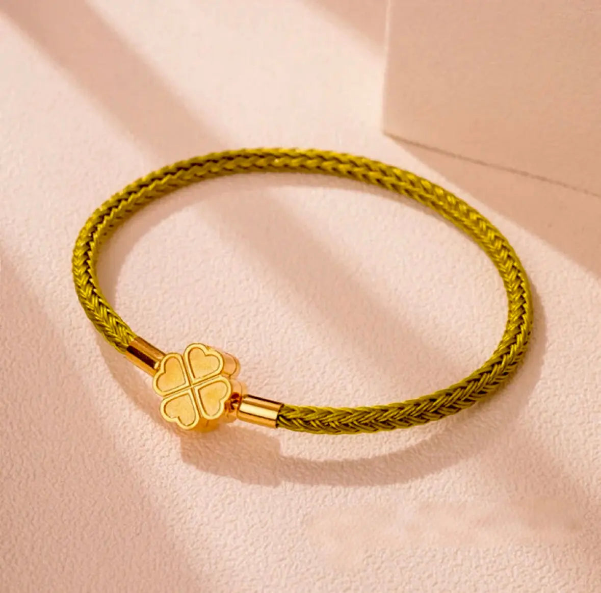 Kleeblatt-Glücksarmband - Flechtband