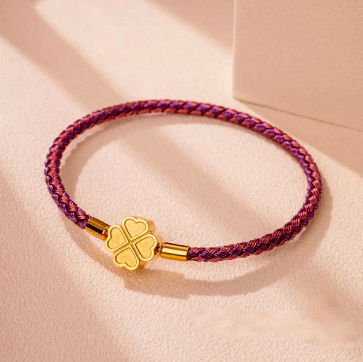 Kleeblatt-Glücksarmband - Flechtband